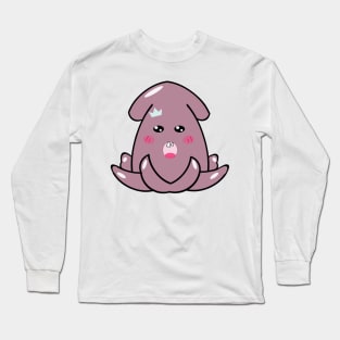 kawaii purple baby squid Long Sleeve T-Shirt